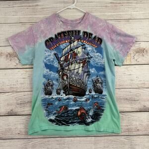Liquid Blue Grateful Dead Ship Of Fools Tie Dye T-Shirt Adult M Purple Green